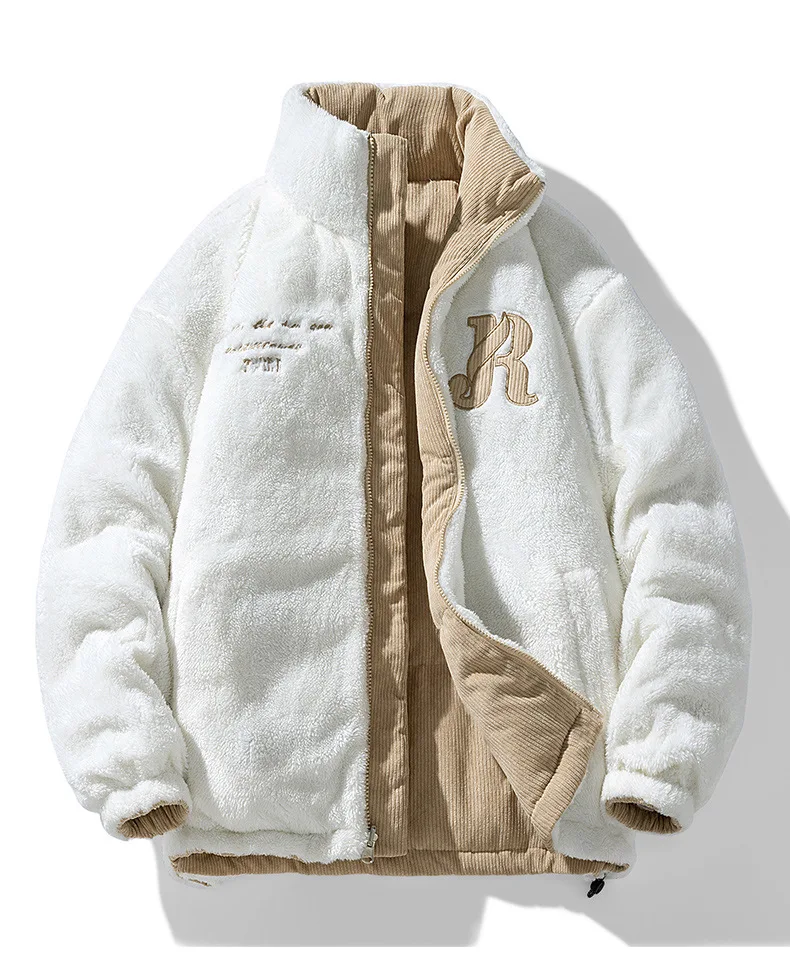 Men Jackets and Coat for Winter Fleece-Lined Thick Warm Corduroy Solid Color Reversible Both Side Can Wear Stylish Outwear 4