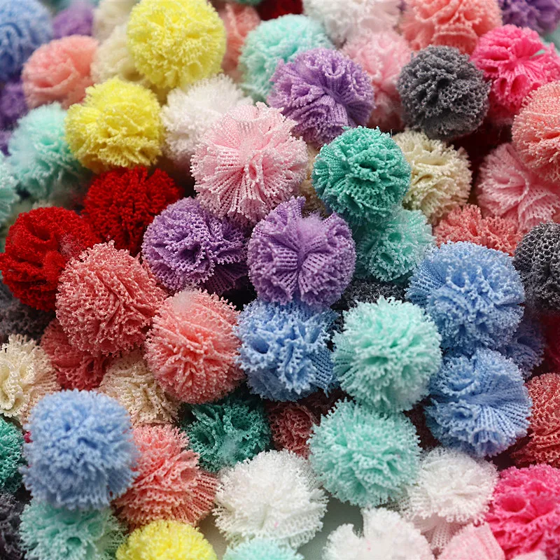 Color Lace Chiffon Ball DIY Children Clothes Hat Craft Handmade Baby Headdress Decoration Materials Craft Supplies 60-120 Pieces