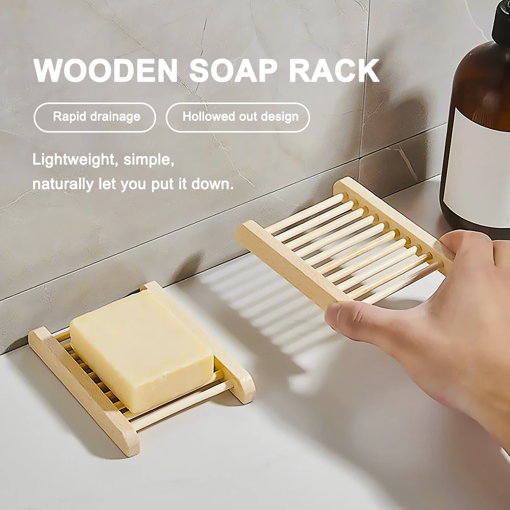 Eco-friendly Natural Bamboo Soap Dishes Bamboo Bath Soap Holder Case Tray Prevent Mildew Drain Soap Box Bathroom Washroom Tools 6