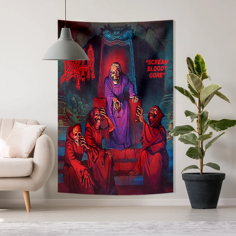 90x150cm Deaths Metal Trend Band Tapestry Wall Art Game Poster Living Flag Room Bedroom Cloth Birthday Gift