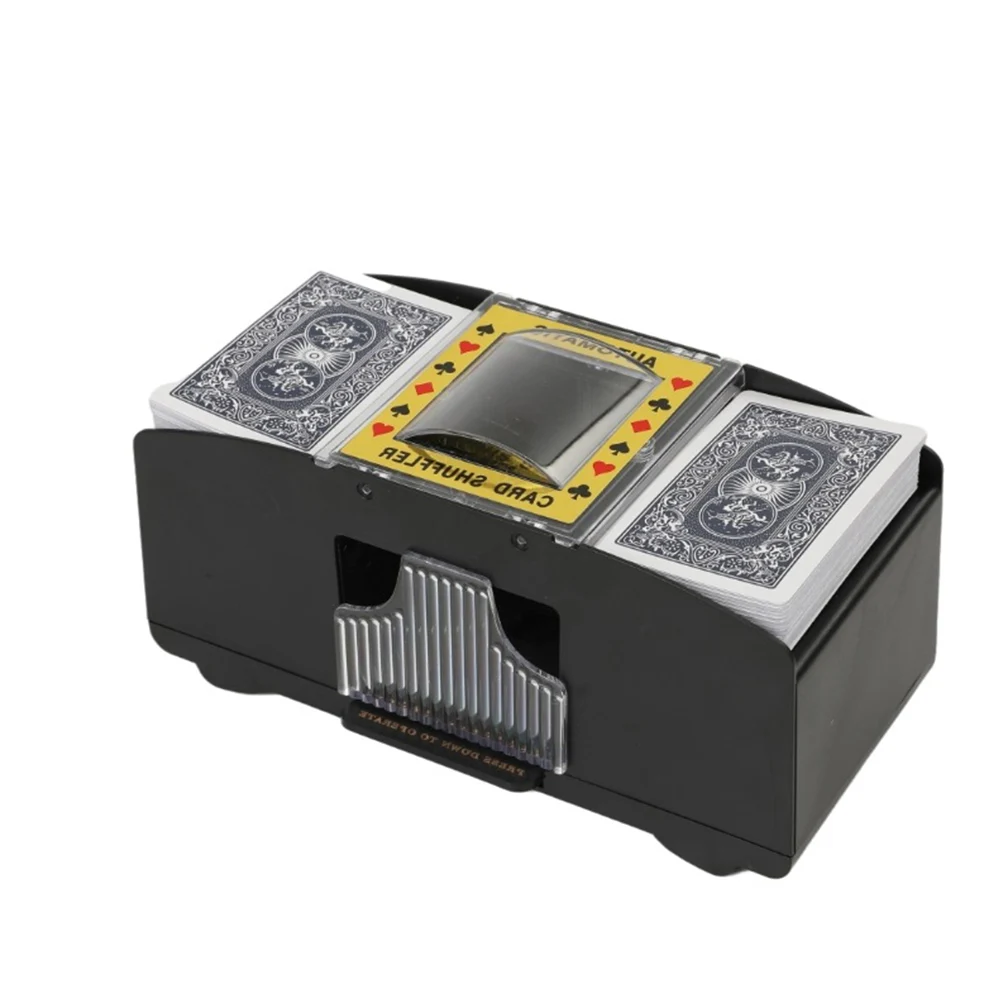 Automatic Poker Card Shuffler Battery Operated Casino Games Shuffler Holds 1-2 Decks of Cards Black For Party Entertainment