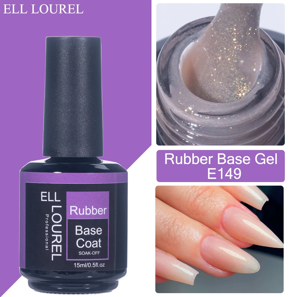

ELL LOUREL Professional Rubber Base Gel Nail Polish 15ML Shimmer Ivory Vernis Semi Permanent UV Base Coat Painting Gel Varnishes