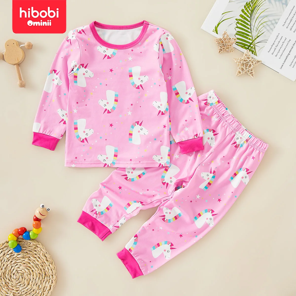 hibobi 2-Piece Set Children's Underwear Cotton Girls Autumn Pajamas Autumn Clothes Pants Home Clothes Children's Clothing