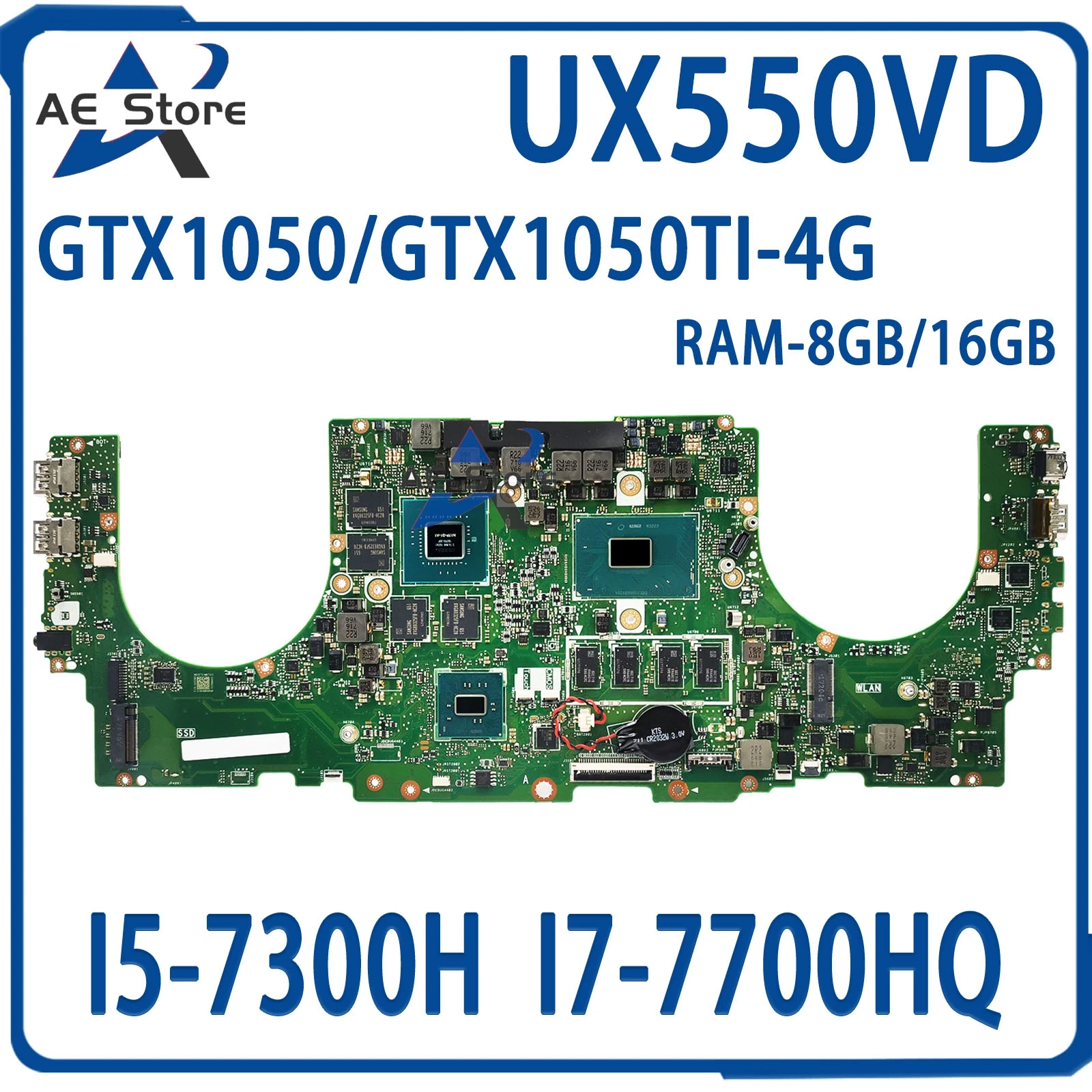 UX550 Материнская плата ASUS ZenBook Pro UX550V UX550VD UX550VE, материнская плата для ноутбука, I5-7300H GTX1050TI/4G GTX1050/4G 16GB