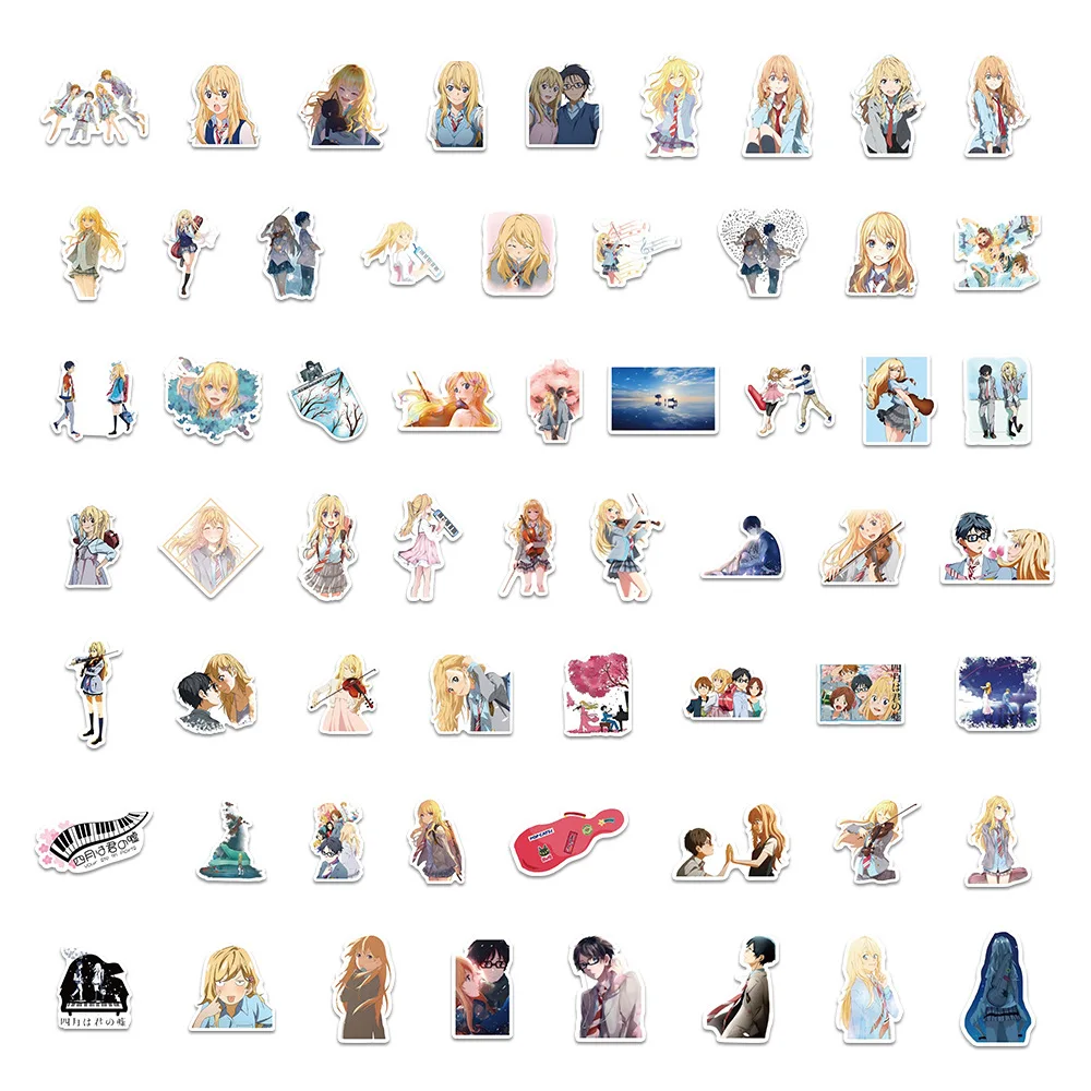 10/60PCS 일본 애니메이션 당신의 거짓말 4월 낙서 장식 스티커 맞춤형 크리 에이 티브 DIY 냉장고 옷장 스티커