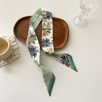 Europe 2024 Fashion New National Style Small Nroken Flower Women's Decorative Twill Binding Bag Handle Silk Scarf Ribbon Scarf 2