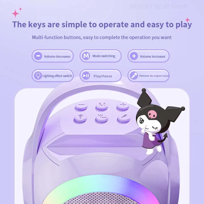 Sanrio Karaoke Bluetooth Speaker with Mic & LED Lights - Portable Family Singing Entertainment Gift