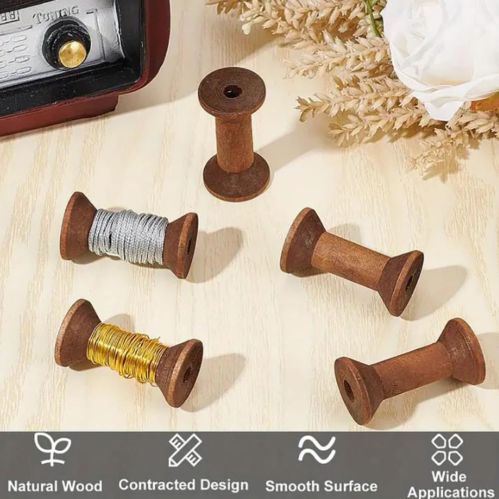 Yarn Storage Organizer 10/20X Vintage Wooden Spools DIY Reels For Sewing Ribbons Twine Wood Crafts Thread Wire Spool Needlework