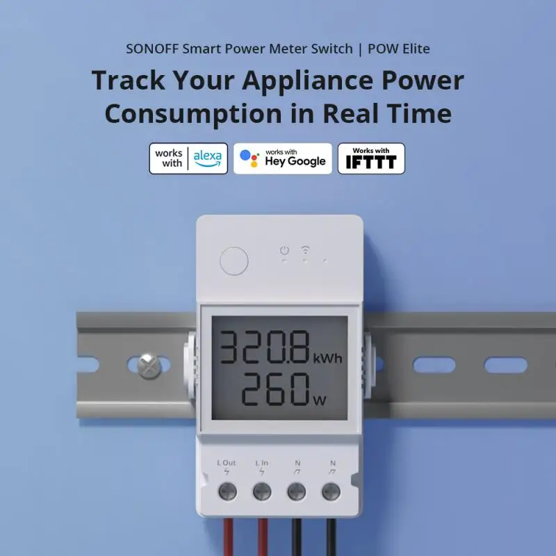 Wifi Smart Switch Sonoff Smart Power Meter Switch POW Elite ESP32 LCD Screen Via Alexa Smartthings Google Home Assistant Ifttt Ewelink