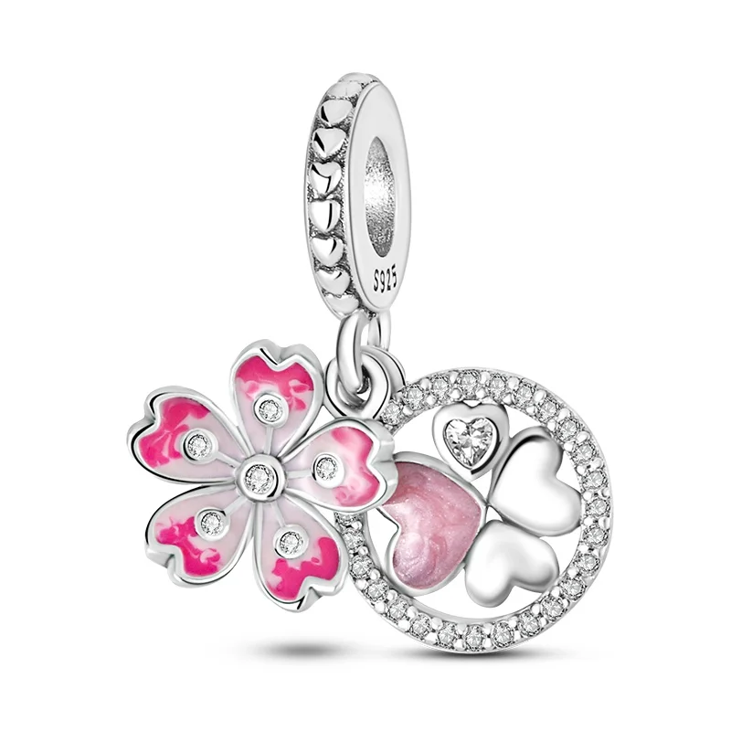 Charm-Perlen aus 925er-Sterlingsilber, Prinzessin-Engel, rosa Serie, Geburtstags-Charm-Perlen, passend für Pan-Original-Armbänder, exquisiter DIY-Schmuck – Detail 5