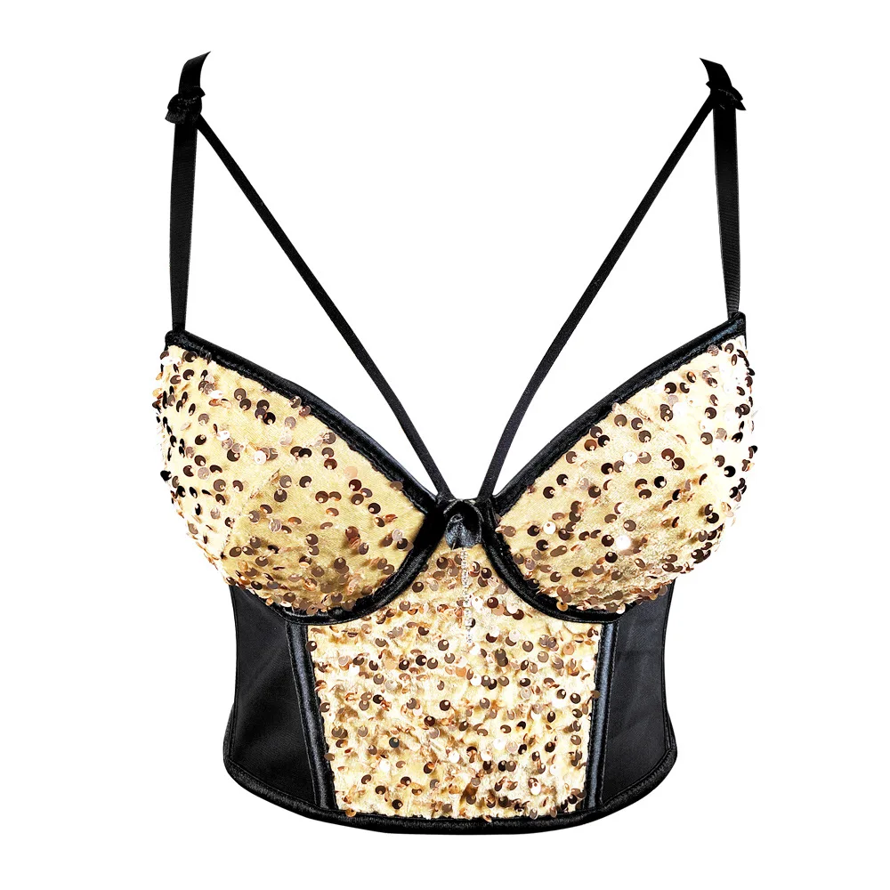 Women Tank Tops Women Tube Tops Mesh Stitching Velvet Sequined Crop Top Underwear Sling Sleeveless