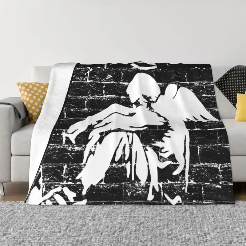 

Banksy Drunk Fallen Angel Blanket 3D Print Flannel Fleece Warm Graffiti Street Art Throw Blankets for Home Bedding Sofa Quilt