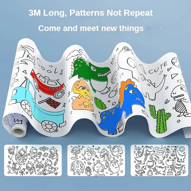 1pc Extra Long 3m Graffiti Scroll Drawing Paper, Ultra-long Doodle Scroll Paper, Coloring Paper 5