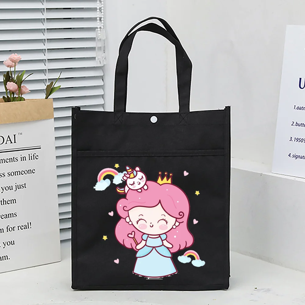 Student Cartoon Unicorn Print Multifunctional Oxford Storage Bags Large Capacity Tuition Bag Cartoon Cute Girl School Tote Pouch 3