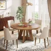 Farmhouse Dining Table, 47 Inch Round Dinner Table for 4, Rustic Round Dining Room Table for Home Dining Room Living Room 4