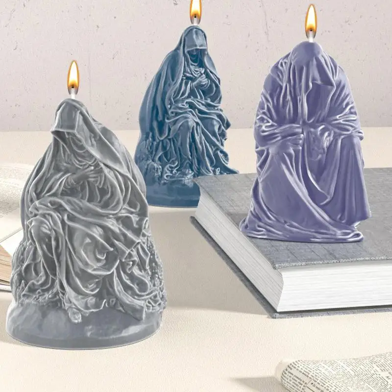 

3D DIY Halloween Candle Molds Grim Reaper Chocolate Cake Mold Decorating Tool Aromatherapy Standing Wizard Mould
