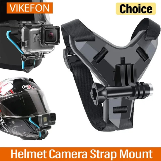 Helmet Strap Mount For Gopro Hero 12 11 10 9 8 7 6 5 4 3 Motorcycle Yi Action Sports Camera Mount Full Face Holder Accessories