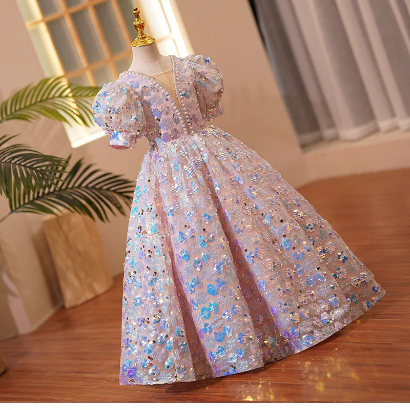 Mädchen Kleid schwer Frühling Kinder Geburtstag Host Kleid Blume Kind Laufsteg kleines Mädchen Prinzessin Kleid – Detail 3