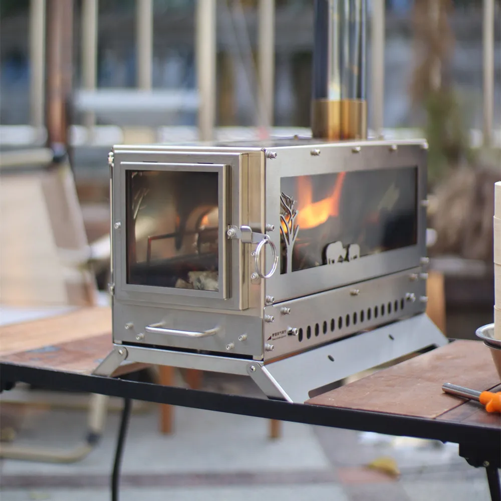 Tryhomy 캠핑 목재 스토브 텐트 장작 히터, 관광 야외 IGT 원 유닛 화로, 파이프 포함 스테인레스 스틸 화로, 신제품