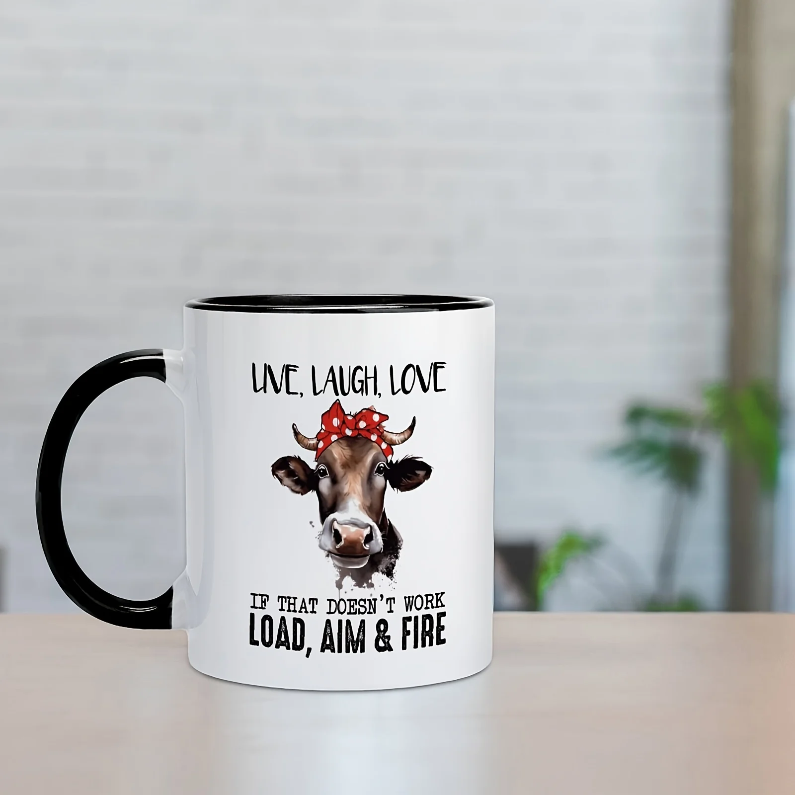 

11oz Mug, Coffee Mug, Live, Laugh, Love, Cow -Gift For Friend, Sister, Coffee Drinker, Owner, Ceramic Cup, Mother's Day Gift