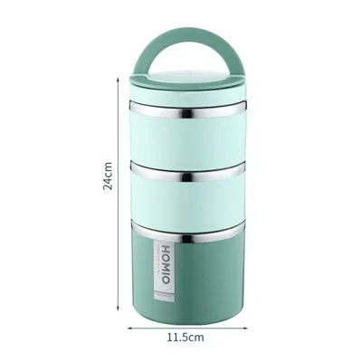 Summerkimy Box 900ML Stainless Steel Thermal Lunch Box Single Layer Food  Containers with Thermal Insulation Arch Handle Leakproof Food Storage for  Adult Kid Student Work School (Green) 