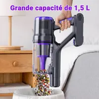 Aspirateur balai sans fil Blossom DSV112A 50000Pa 550W, tube pliable à 180°, écran tactile, autonomie 55 min, brosse anti-emmêlement, filtration HEPA, éclairage LED, aspirateur pour poils d’animaux sols durs tapis 7