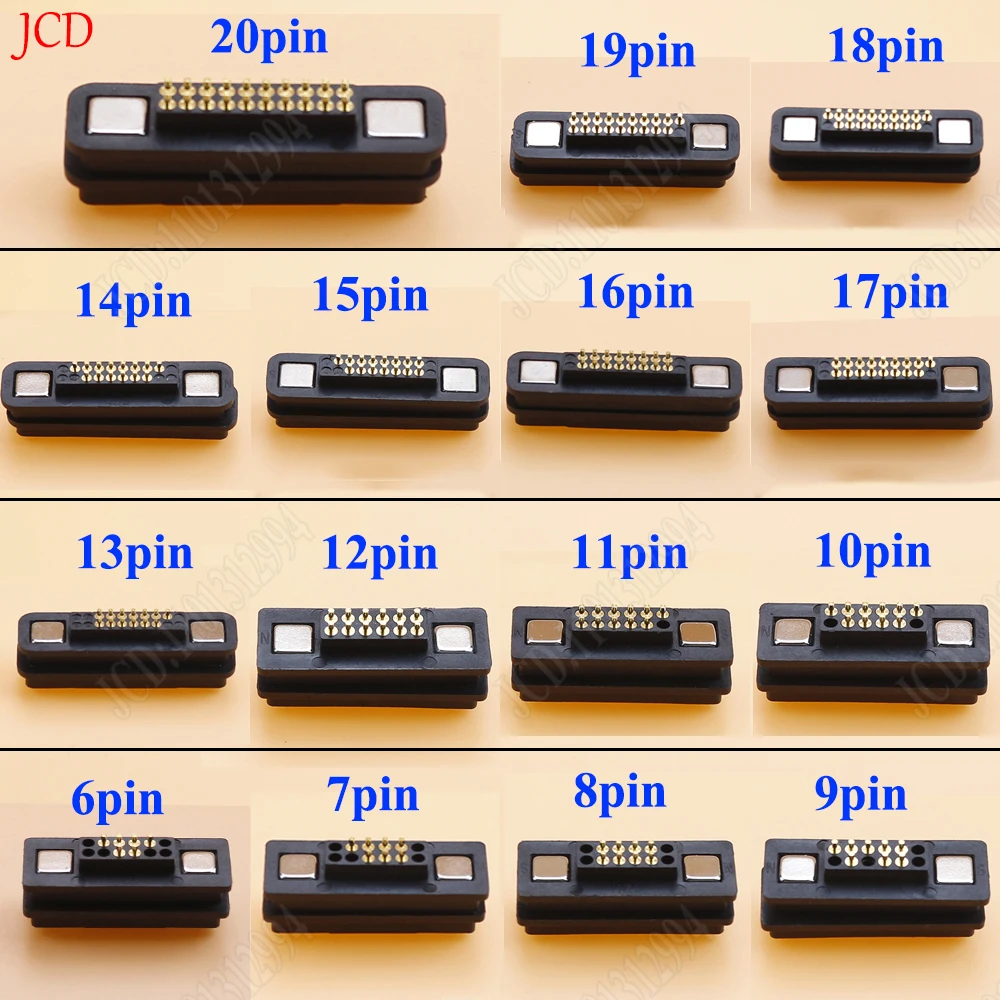 7/8/9/10/11/12/13/14/15/16/17/18/19/20Pin Waterproof Magnetic Pogo Pin Connector 2A Male Female Spring Loaded DC Power Socket