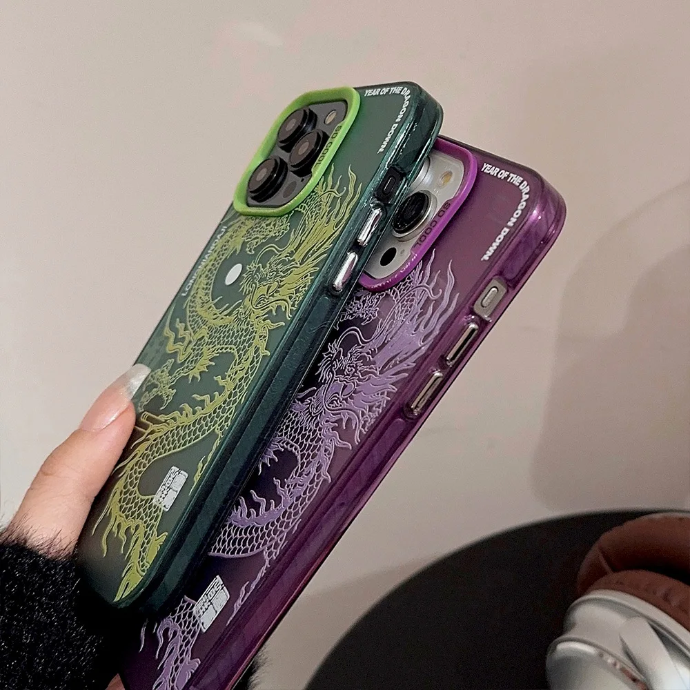 Luxury Dragon Embossed Anti-Fall Matte Phone Case