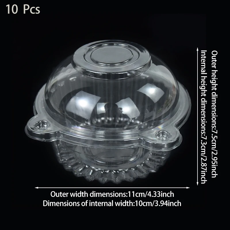 10Pcs Dessert Packaging Box Clear Cupcake Donut Muffin Container Holder Disposable Safe Food Boxes Wedding Birthday Party Supply