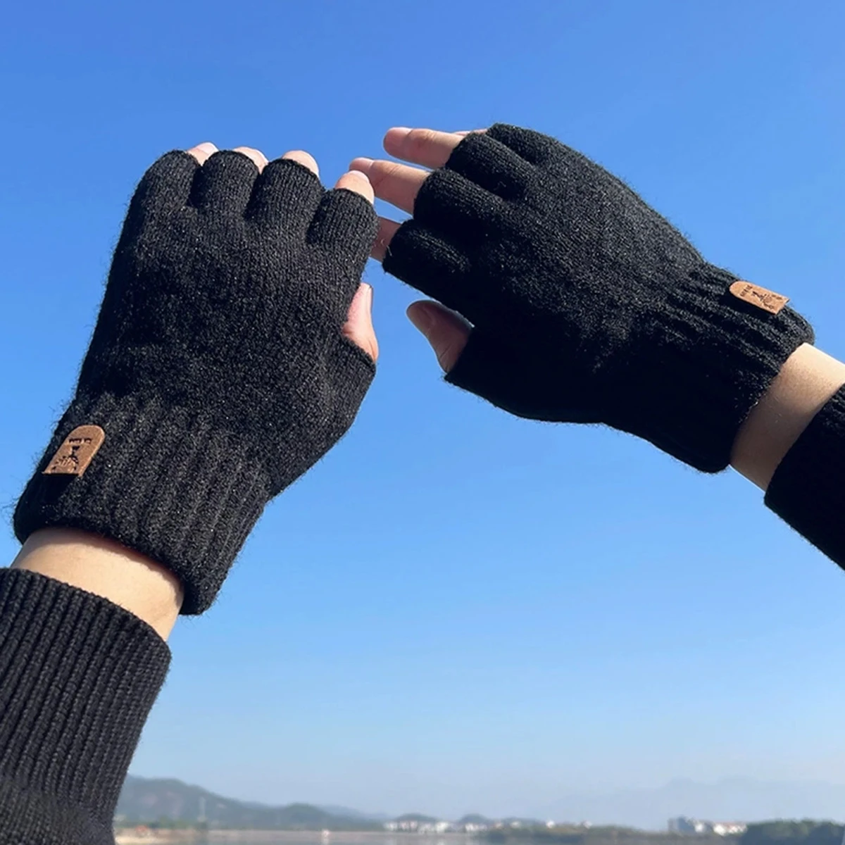 Knitted Half finger gloves Warm Autumn Winter Men Women Casual Gloves for Work Writting or Touch Screen