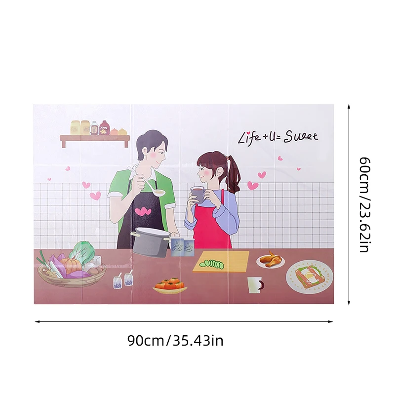 Kitchen Stove Oil-proof Stickers High Temperature Resistance Wall Sticker Waterproof Anti-oil PVC Wall Decals 60*90cm