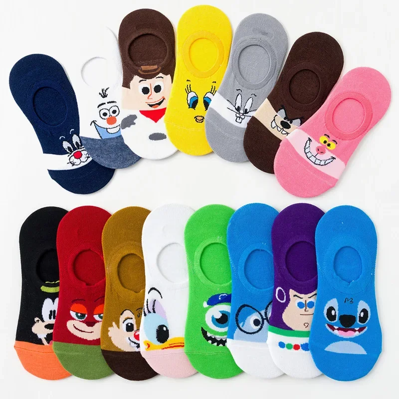 

26 Pairs/Pack Disney Anime Theme Women Socks Cotton Cute Cartoon Minnie Mickey Mouse and Donald Duck Winnie The Pooh Socks