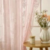Lace Sheer Curtains with Scallop Ruffle Edge for Living Room Farmhouse Rustic Vintage Floral Embroidered Voile Panels Rod Pocket 3