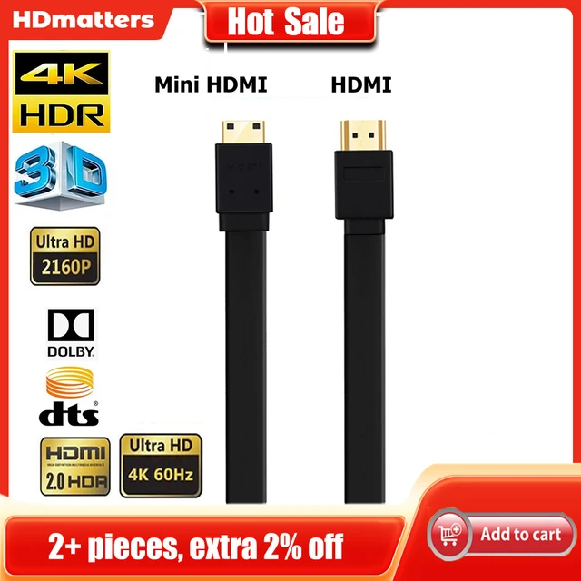 Câble Micro HDMI vers HDMI vers Mini Mini Câble Compatible HDMI, Super  Doux, Portable, Court, Mince, Enroulé 3.2, 2.0mm, 4K, 60Hz - AliExpress