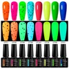 MEET ACROSS 8Pcs/Set Eggshell Glow In Dark Fluorescent Gel Nail Polish Summer Luminous Neon Semi Permanent Nail Art Gel Kit 2