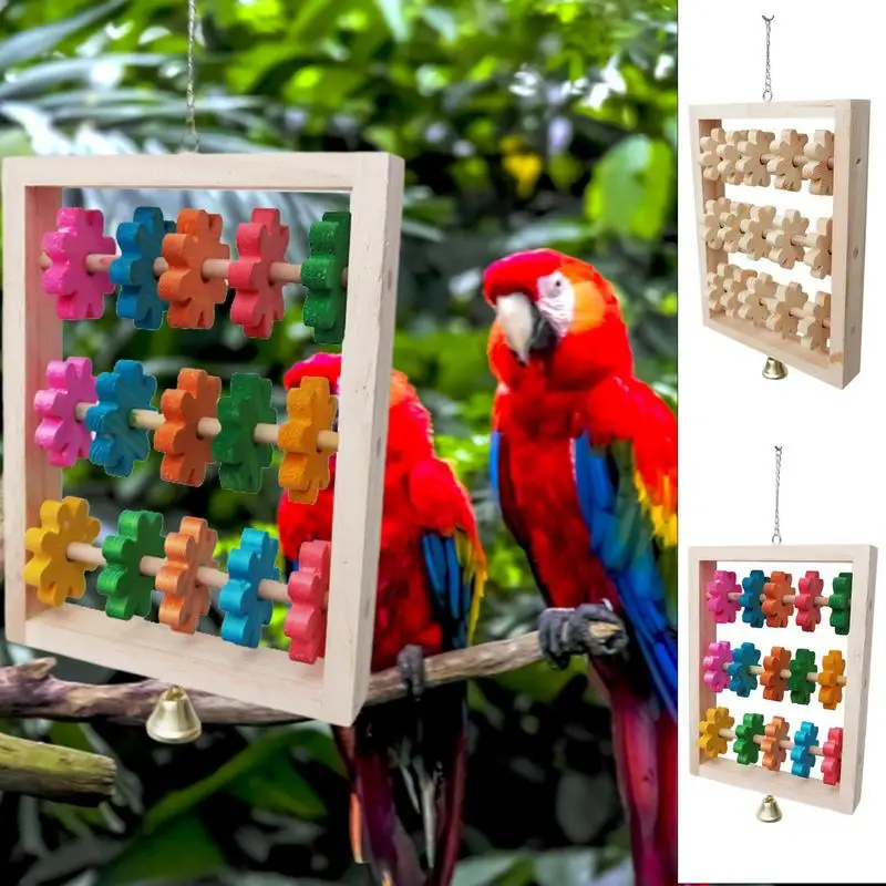 

Birds Chew Toy Wooden Parrot Climbing Swings Hangable Cage Toys For Birds Entertaining Chewing Conures Parakeets Cockatiels