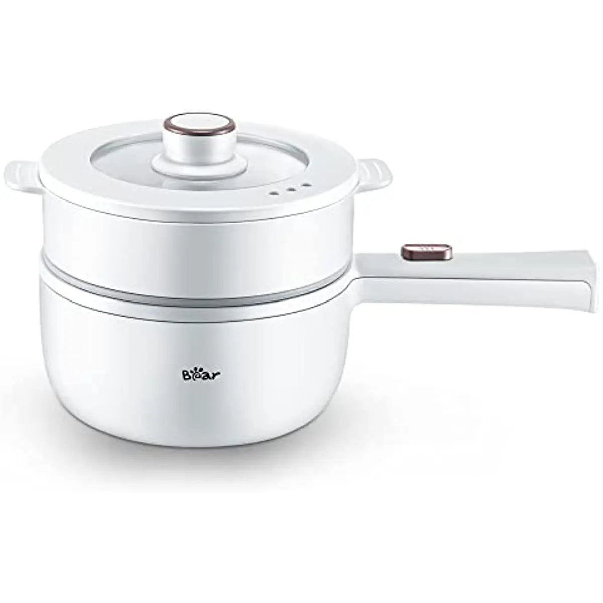 Bear Electric Hot Pot with Steamer 1.6L Rapid Noodles Cooker Multifunctional Electric Pot Portable Ramen Cooker Non-stick Pot 220v 1l mini electric food stewing pot automatic porridge dessert baby food slow stewer portable multi cooker