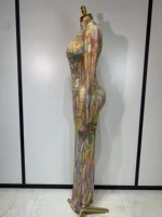 Sparkly Rhinestone Stretchy Mesh See Through Dress Women Performance Dancer Costume Rompers Party Nightclub Stage Outfit - Image 4