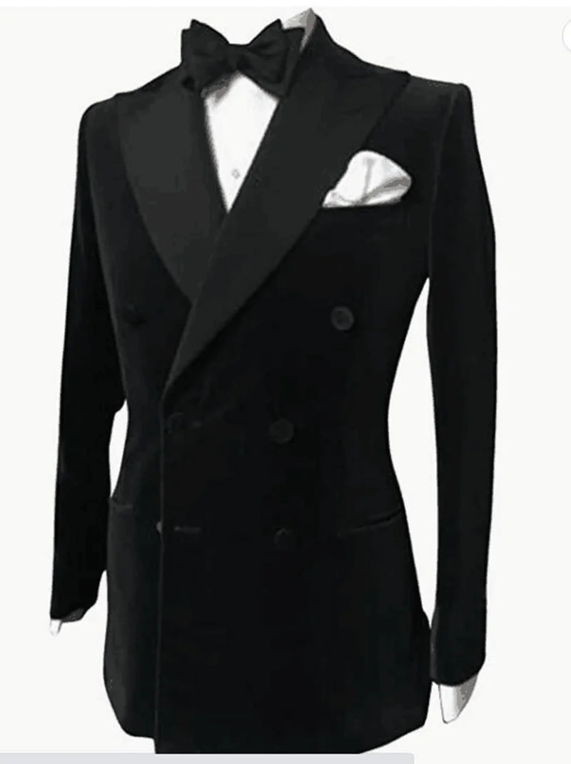 S-6XL Black Velvet Wedding Men Suits Blazer Business Groom Tuxedo Jacket Formal Costume Homme Party Double Breasted Only Coat men suits jackets