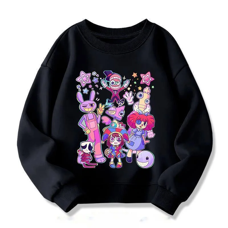 

Jax удивительные цифровые цирковые толстовки Kawaii Мультфильм Pomni Печатные Длинные рукава пуловеры повседневные Y2K теплые свитшоты топы для детей
