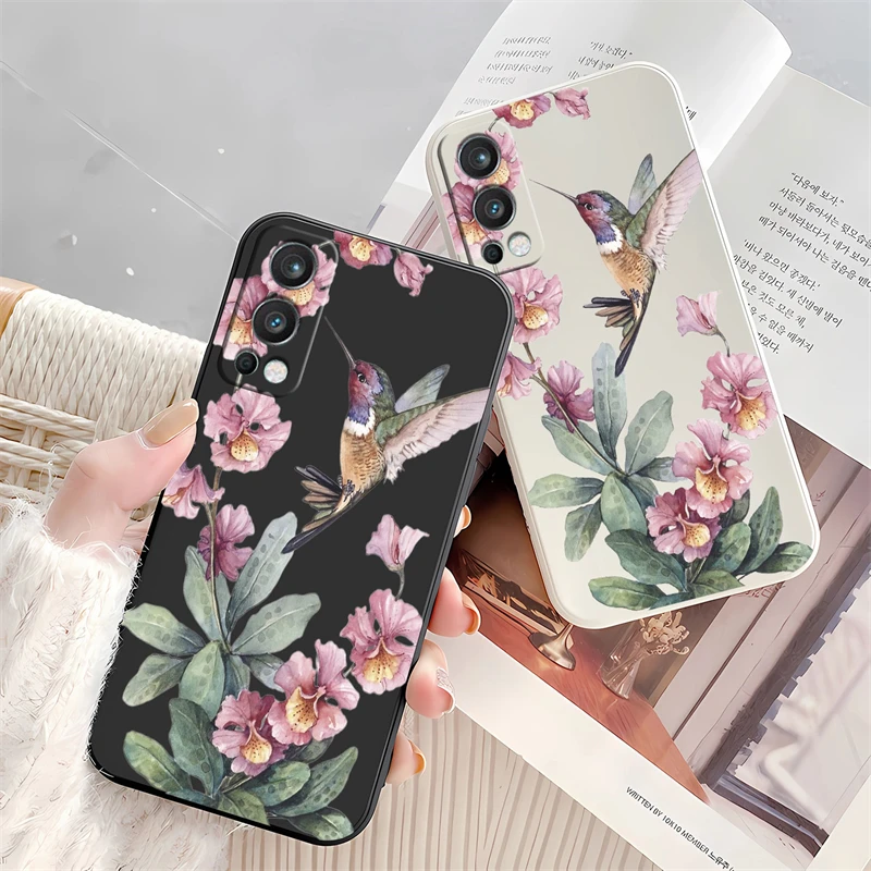 Soft Silicone Shockproof Case with Floral Bird Print