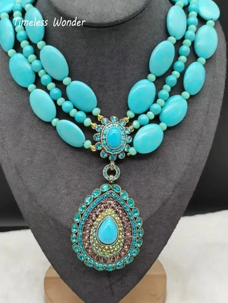 

Timeless Wonder Fancy Zircon Geo Stone Statement Necklaces for Women Designer Jewelry Runway Rare Top Luxury Vintage Gift 2612