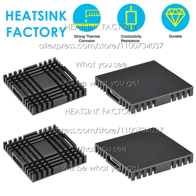 38x38x6mm Black Square Zigzag Aluminum Pin Fins Heatsink Cooler Radiator Cooling for North / South Bridge CPU IC