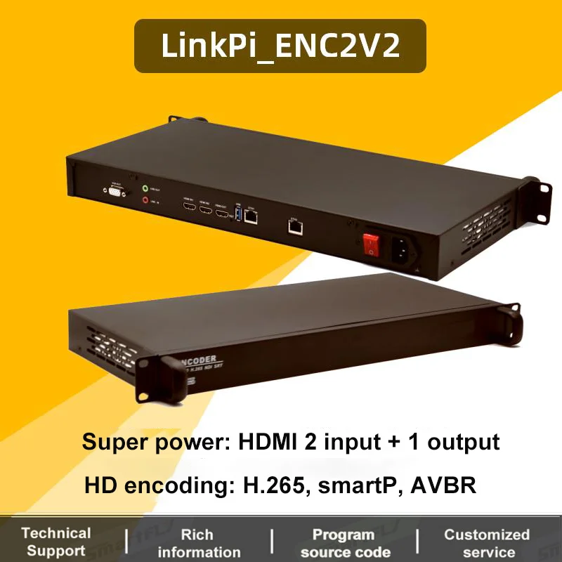 

Link Pi ENC2_V2 Hisilicon HI3531DV200 HDMI Encoder Decoder HD SRT/NDI/RTSP/RTMP/HTTP/HLS Ultra-HD Input Multi-protocol Live