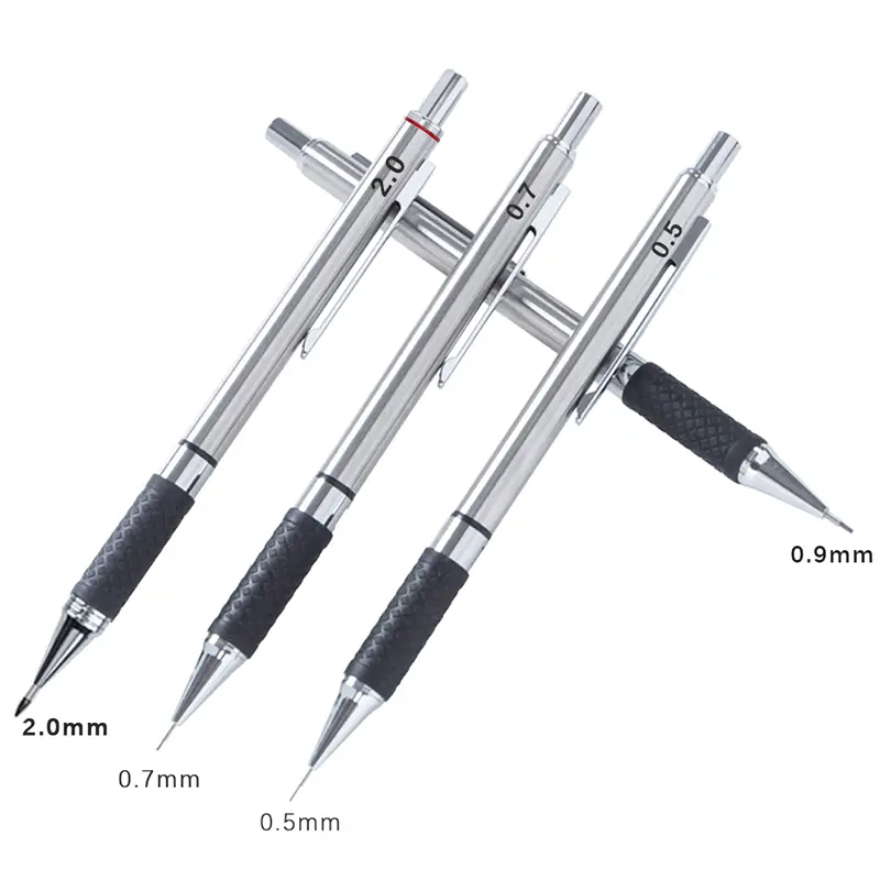 Metal Mechanical Pencil Set with Pencil Grip, Leads Art Drawing Student Office Supplies 0.5/0.7/0.9/2.0mm Automatic Pencil - Image 4