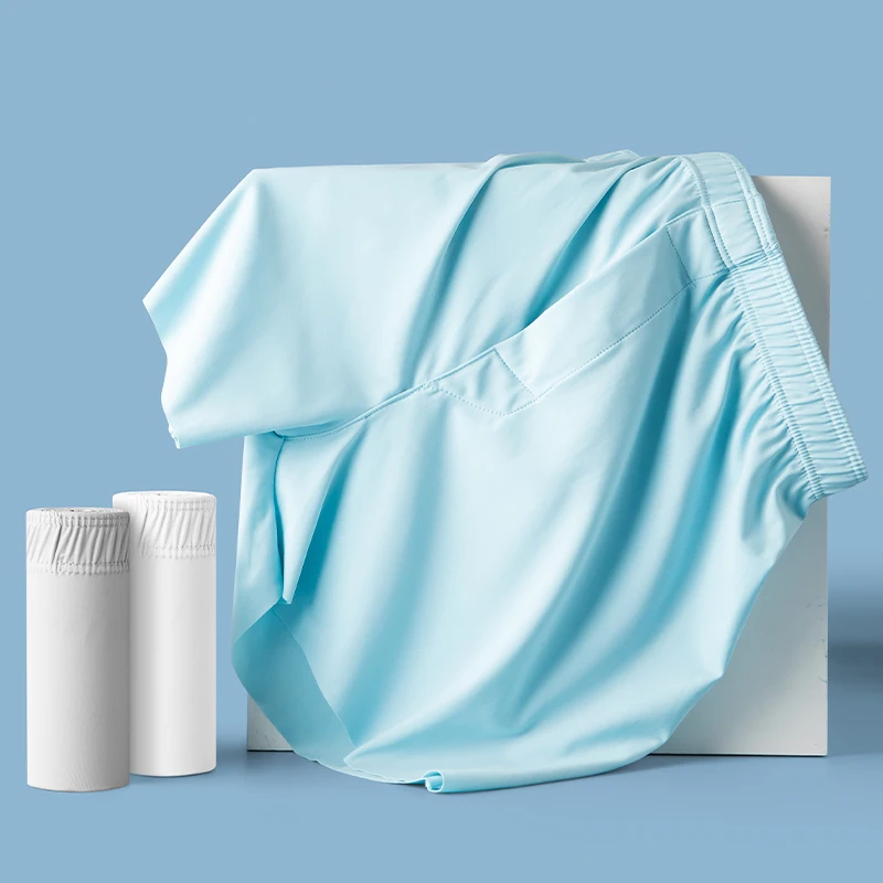 MiiOW 3 قطعة الحرير الجليد ملابس داخلية للرجال تنفس الصيف الرجال سراويل boxershorts كبيرة الحجم السراويل عادية رجالي المنزل السهم السراويل