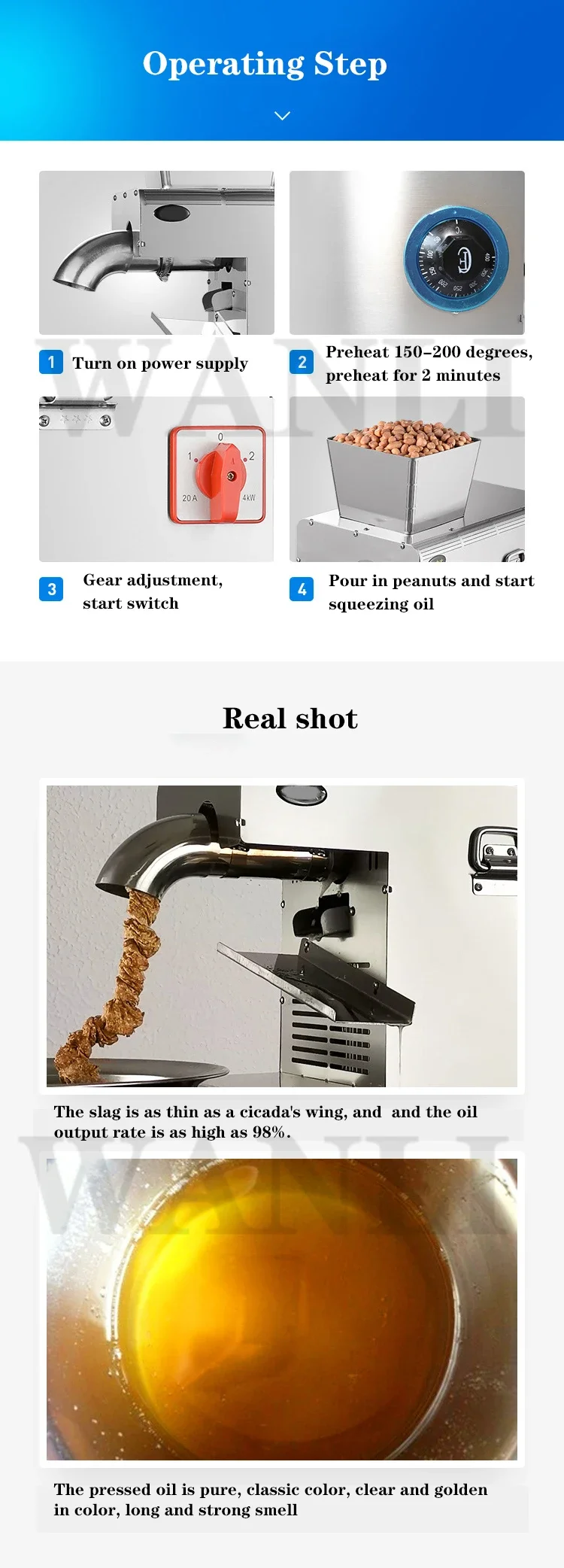 1000W Oil Press Stainless Steel Hot And Cold Fryer Peanut Sesame Oil Press Automatic Hemp Perilla Seed Extractor