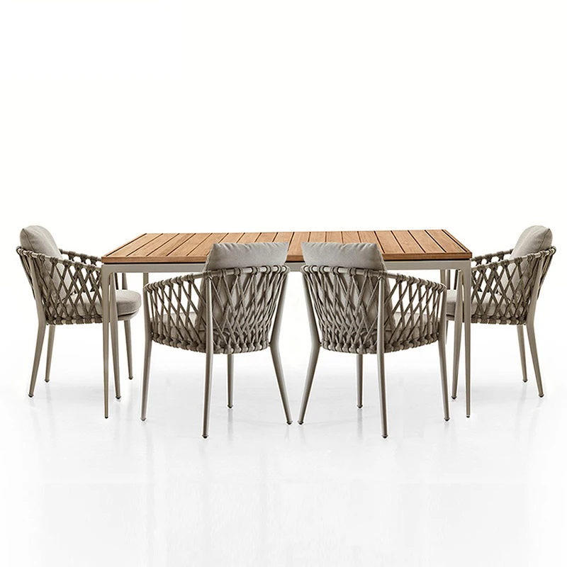 Nordic Outdoor Table And Chair Set Leisure Rattan Waterproof Garden Open-Air Cafe Furniture Set
