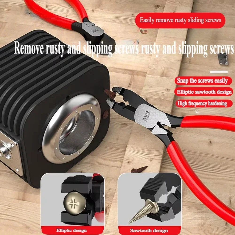 Red Non Slip Jaw Sliding Tooth Screw Pliers for Rusty Wire Removal