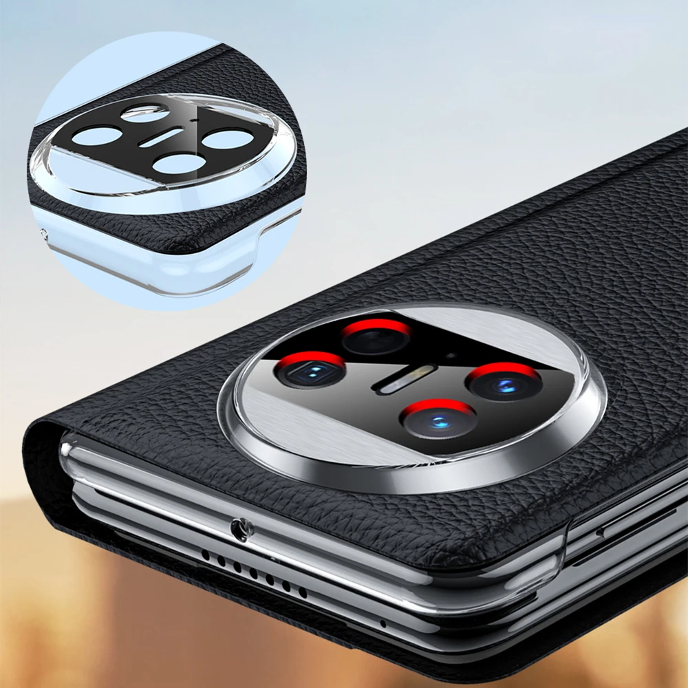 For Huawei Mate X3 Case Luxury Lychee Grain Leather Texture Flip Phone Cover For Mate X 3 Funda Smart Shockproof Bumper Coque